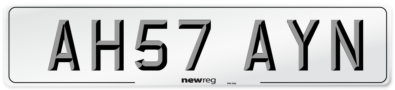 AH57 AYN Number Plate from New Reg